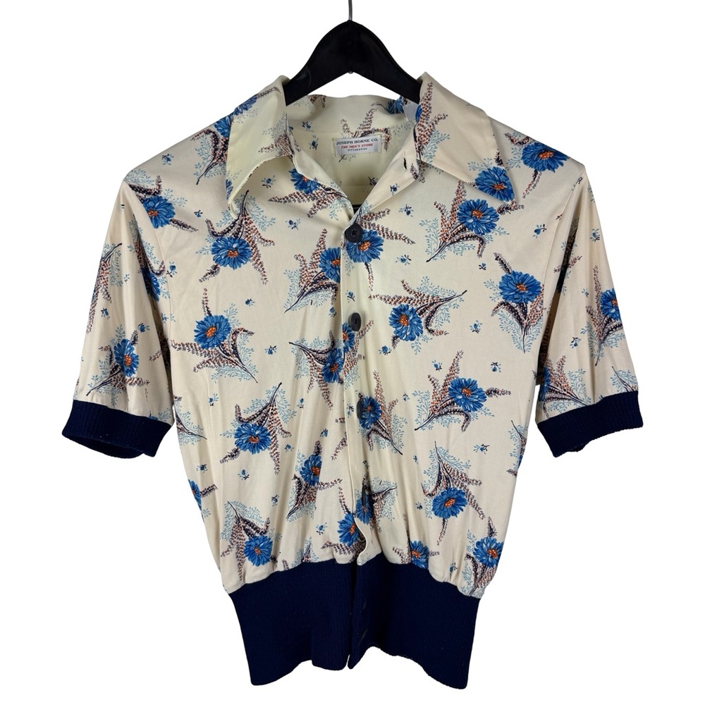 Vintage 1970s Joseph Horne Co Pittsburgh Button Down Floral Shirt Size S